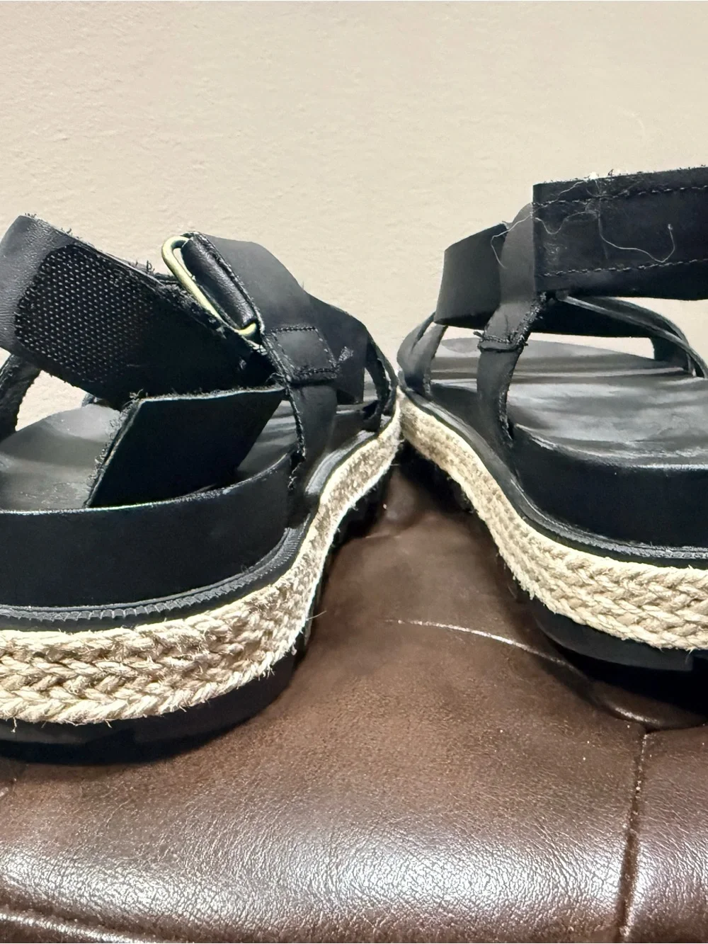 Sorel Black Espadrille-Trim Platform Sandals - Women